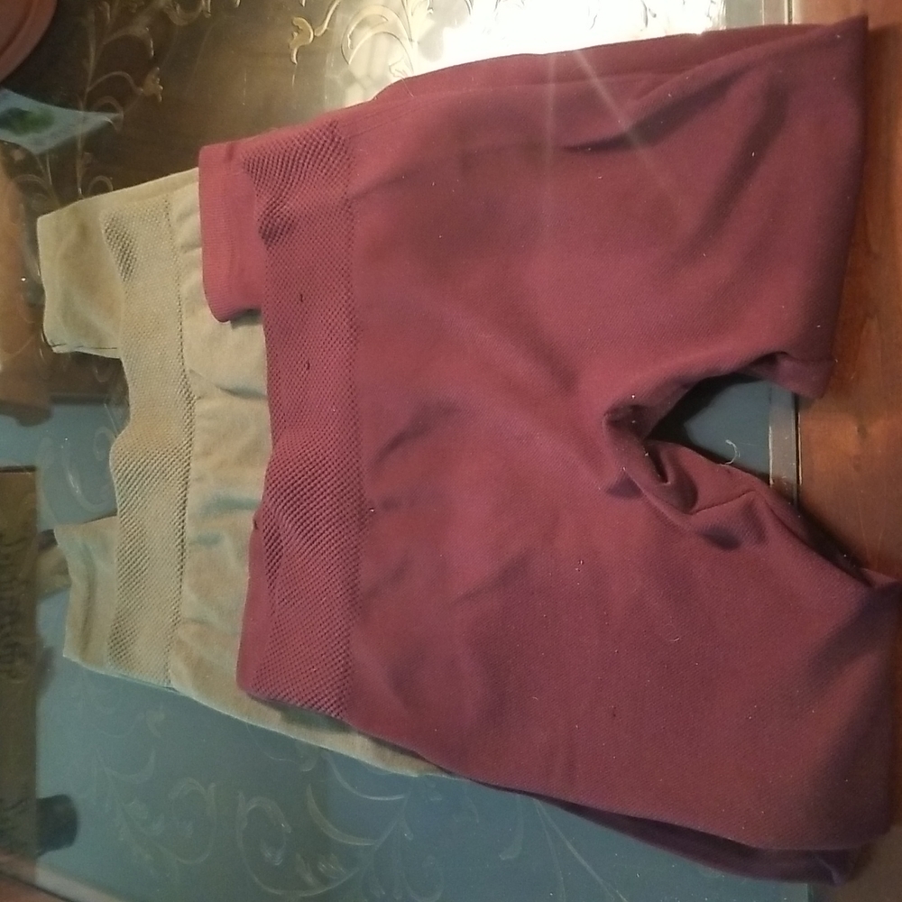 Set of 2 Maternity Leggings 14" across 33 1/2" long. Burgunday and Olive…